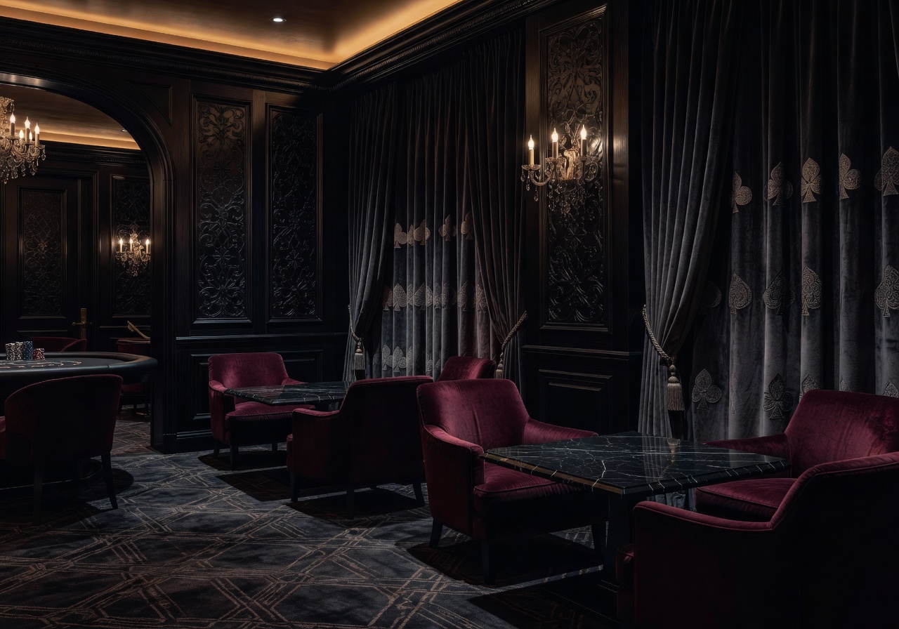 Subtle dark casino elements blending with luxury decor
